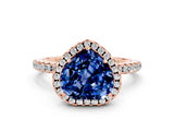 Rose gold Heart Cut Cut Diamond Floral Halo Engagement Ring with Pavé Band and Prong Setting