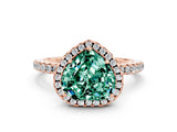 Rose gold Heart Cut Cut Diamond Floral Halo Engagement Ring with Pavé Band and Prong Setting