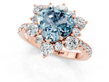 Rose gold Heart Cut Cut Diamond Floral Halo Pave Band with Prong Setting_1