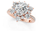 Rose gold Heart Cut Cut Diamond Floral Halo Pave Band with Prong Setting_1