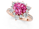 Rose gold Heart Cut Cut Diamond Floral Halo Pave Band with Prong Setting_1