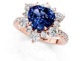 Rose gold Heart Cut Cut Diamond Floral Halo Pave Band with Prong Setting_1