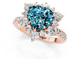Rose gold Heart Cut Cut Diamond Floral Halo Pave Band with Prong Setting_1