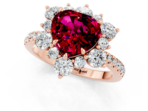 Rose gold Heart Cut Cut Diamond Floral Halo Pave Band with Prong Setting_1
