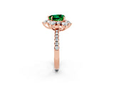 Rose gold Heart Cut Cut Diamond Floral Halo Pave Band with Prong Setting_2