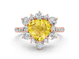 Rose gold Heart Cut Cut Diamond Floral Halo Pave Band with Prong Setting