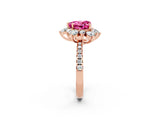 Rose gold Heart Cut Cut Diamond Floral Halo Pave Band with Prong Setting_2