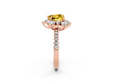 Rose gold Heart Cut Cut Diamond Floral Halo Pave Band with Prong Setting_2