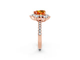 Rose gold Heart Cut Cut Diamond Floral Halo Pave Band with Prong Setting_2
