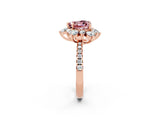 Rose gold Heart Cut Cut Diamond Floral Halo Pave Band with Prong Setting_2
