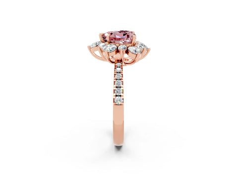 Rose gold Heart Cut Cut Diamond Floral Halo Pave Band with Prong Setting_2