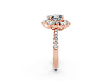 Rose gold Heart Cut Cut Diamond Floral Halo Pave Band with Prong Setting_2