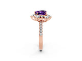 Rose gold Heart Cut Cut Diamond Floral Halo Pave Band with Prong Setting_2