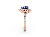 Rose gold Heart Cut Cut Diamond Floral Halo Pave Band with Prong Setting_2