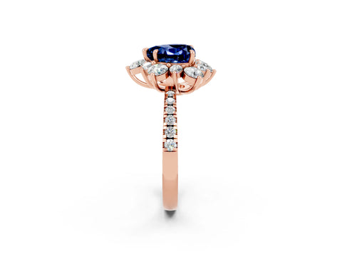 Rose gold Heart Cut Cut Diamond Floral Halo Pave Band with Prong Setting_2