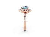 Rose gold Heart Cut Cut Diamond Floral Halo Pave Band with Prong Setting_2