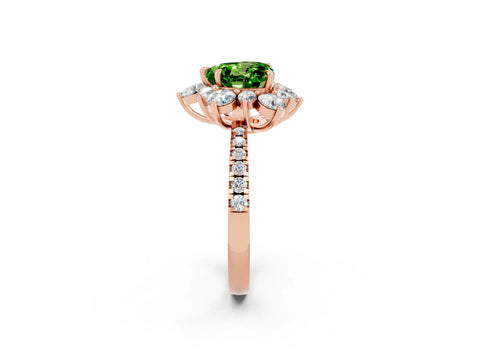 Rose gold Heart Cut Cut Diamond Floral Halo Pave Band with Prong Setting_2