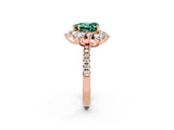 Rose gold Heart Cut Cut Diamond Floral Halo Pave Band with Prong Setting_2