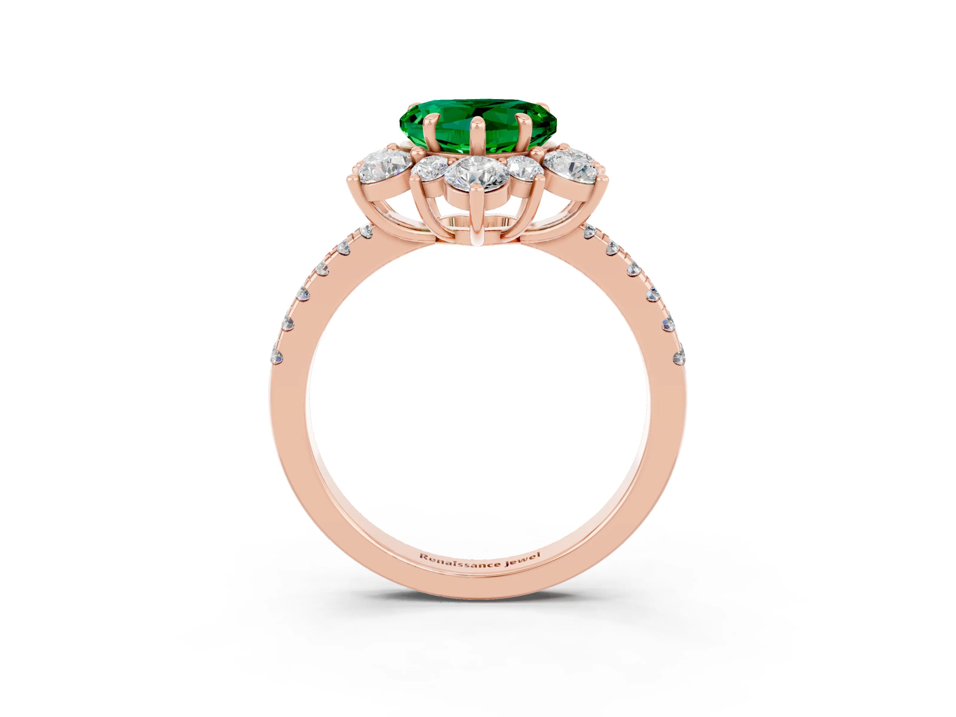 Rose gold Heart Cut Cut Diamond Floral Halo Pave Band with Prong Setting_3