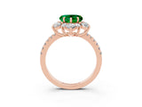 Rose gold Heart Cut Cut Diamond Floral Halo Pave Band with Prong Setting_3