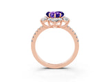 Rose gold Heart Cut Cut Diamond Floral Halo Pave Band with Prong Setting_3