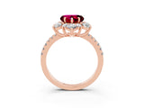 Rose gold Heart Cut Cut Diamond Floral Halo Pave Band with Prong Setting_3