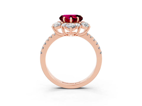 Rose gold Heart Cut Cut Diamond Floral Halo Pave Band with Prong Setting_3