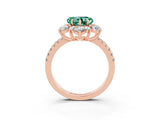 Rose gold Heart Cut Cut Diamond Floral Halo Pave Band with Prong Setting_3