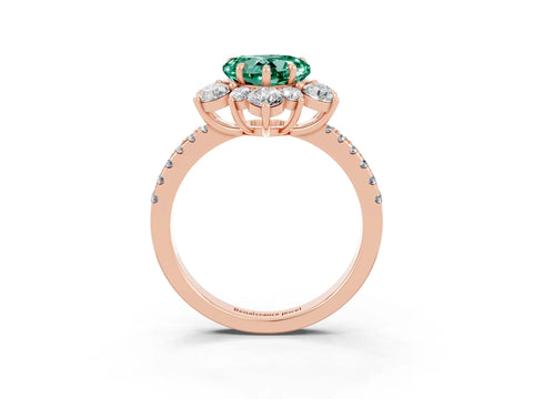 Rose gold Heart Cut Cut Diamond Floral Halo Pave Band with Prong Setting_3