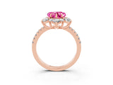 Rose gold Heart Cut Cut Diamond Floral Halo Pave Band with Prong Setting_3