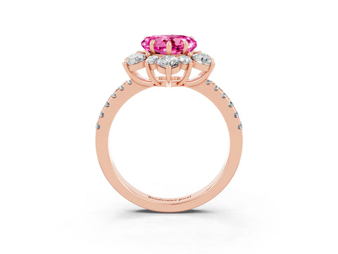 Rose gold Heart Cut Cut Diamond Floral Halo Pave Band with Prong Setting_3
