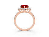 Rose gold Heart Cut Cut Diamond Floral Halo Pave Band with Prong Setting_3