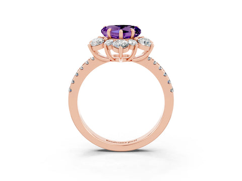Rose gold Heart Cut Cut Diamond Floral Halo Pave Band with Prong Setting_3