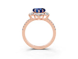 Rose gold Heart Cut Cut Diamond Floral Halo Pave Band with Prong Setting_3