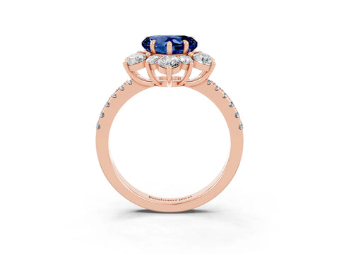 Rose gold Heart Cut Cut Diamond Floral Halo Pave Band with Prong Setting_3