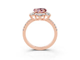 Rose gold Heart Cut Cut Diamond Floral Halo Pave Band with Prong Setting_3