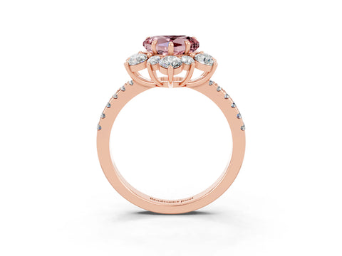 Rose gold Heart Cut Cut Diamond Floral Halo Pave Band with Prong Setting_3