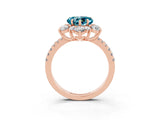 Rose gold Heart Cut Cut Diamond Floral Halo Pave Band with Prong Setting_3