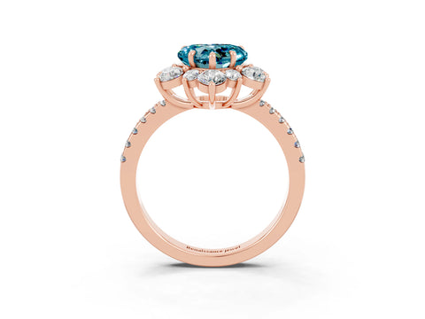 Rose gold Heart Cut Cut Diamond Floral Halo Pave Band with Prong Setting_3
