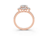 Rose gold Heart Cut Cut Diamond Floral Halo Pave Band with Prong Setting_3