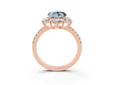 Rose gold Heart Cut Cut Diamond Floral Halo Pave Band with Prong Setting_3