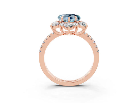 Rose gold Heart Cut Cut Diamond Floral Halo Pave Band with Prong Setting_3