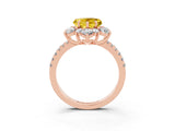 Rose gold Heart Cut Cut Diamond Floral Halo Pave Band with Prong Setting_3