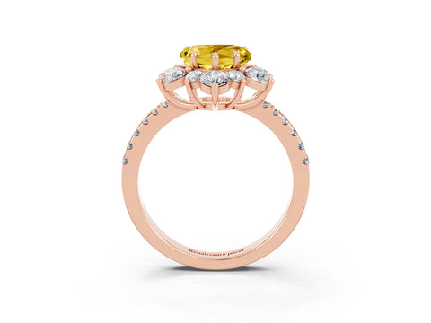 Rose gold Heart Cut Cut Diamond Floral Halo Pave Band with Prong Setting_3