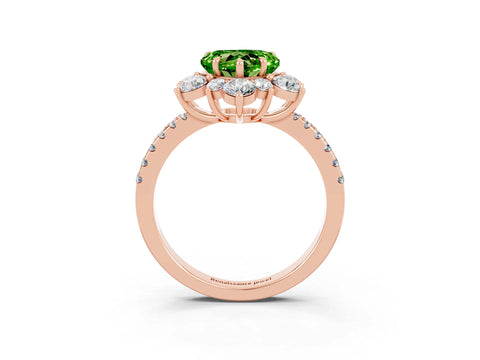 Rose gold Heart Cut Cut Diamond Floral Halo Pave Band with Prong Setting_3