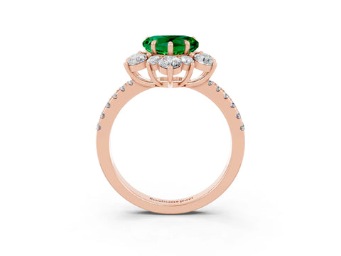 Rose gold Heart Cut Cut Diamond Floral Halo Pave Band with Prong Setting_3