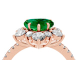 Rose gold Heart Cut Cut Diamond Floral Halo Pave Band with Prong Setting_4