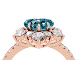 Rose gold Heart Cut Cut Diamond Floral Halo Pave Band with Prong Setting_4