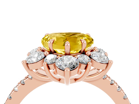 Rose gold Heart Cut Cut Diamond Floral Halo Pave Band with Prong Setting_4