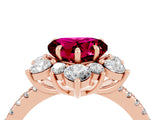 Rose gold Heart Cut Cut Diamond Floral Halo Pave Band with Prong Setting_4